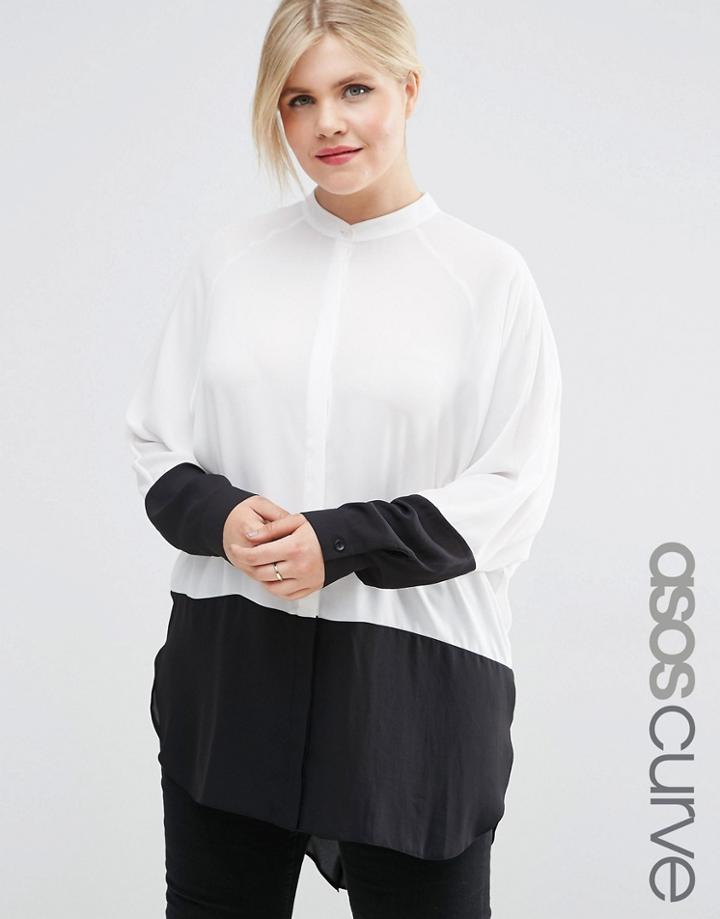 Asos Curve Oversize Blouse In Color Block