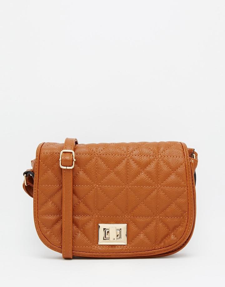 Liquorish Quilted Saddle Bag - Tan
