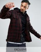Mennace Check Shirt With Pocket Detail In Black And Red - Black