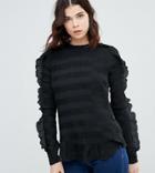 Y.a.s Tall Diana Ruffle Textured Blouse-black