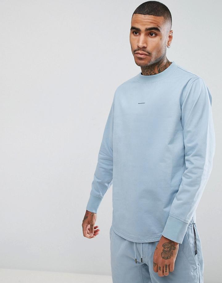 Maharishi Woven Sweatshirt In Blue With Small Logo - Blue