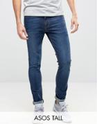 Asos Tall Super Skinny Jeans In Dark Wash - Blue