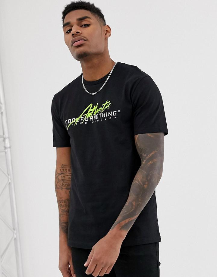 Good For Nothing T-shirt In Black With Neon Logo - Black