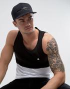 Asos Snapback Cap In Black With Rubberised Uniform Logo - Black