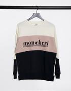 River Island Mon Cheri Slogan Color Block Sweatshirt In Multi