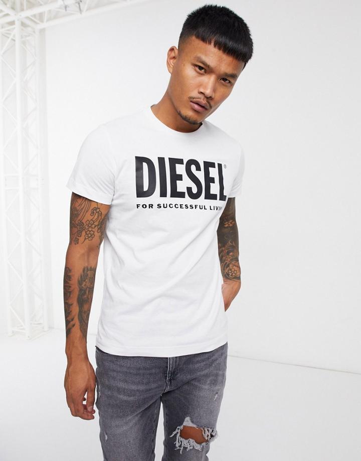 Diesel T-diego-logo Large Logo T-shirt In White