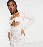 Asyou Knot Front Bralette Insert Mini Dress In Marble-multi