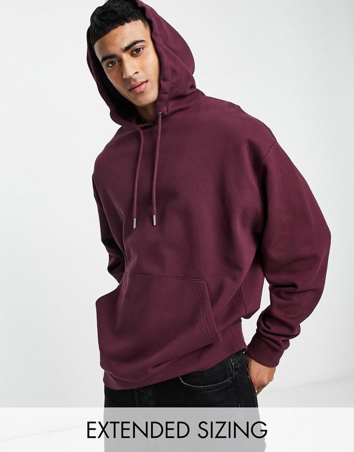 Asos Design Oversized Hoodie In Bugundy-red