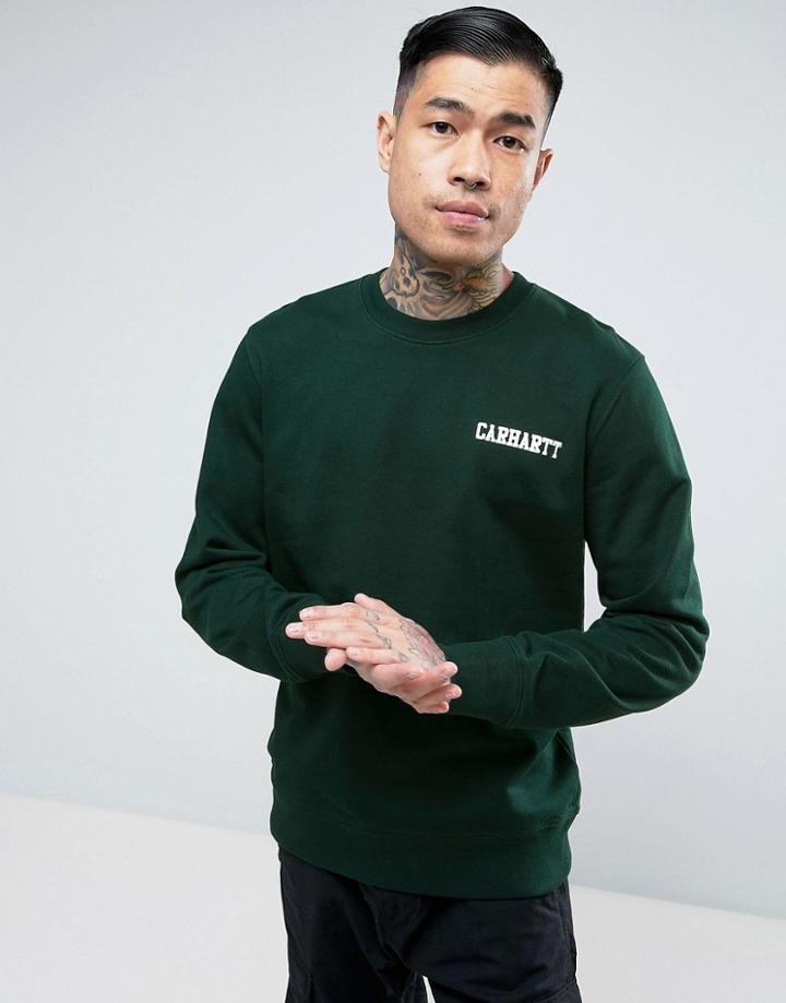 Carhartt Wip College Script Regular Fit Sweatshirt - Green