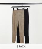 River Island 2 Pack Legging In Black And Monogram-multi