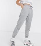 Asos Design Petite Basic Slim Sweatpants In Gray Heather-grey