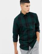 Jack & Jones Premium Shirt In Slim Fit Check Cotton-green