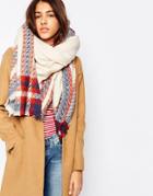 Liquorish Oversized Blanket Scarf With Border Trim Detail