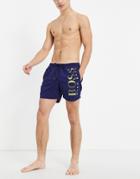 Boss Beachwear Large Logo Swim Shorts In Navy