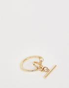 Asos Design Ring With Chain And Toggle Detail In Gold Tone - Gold