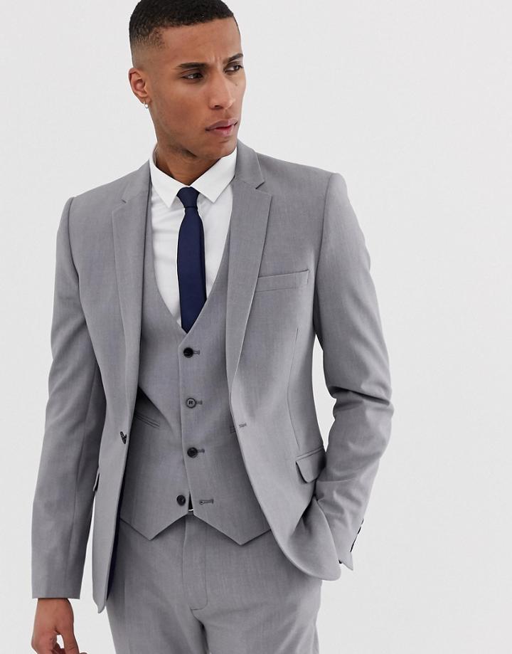 Asos Design Super Skinny Suit Jacket In Mid Gray