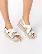 Sixtyseven Echos Iridescent Espadrille Flatform Sandals - White Irredescent