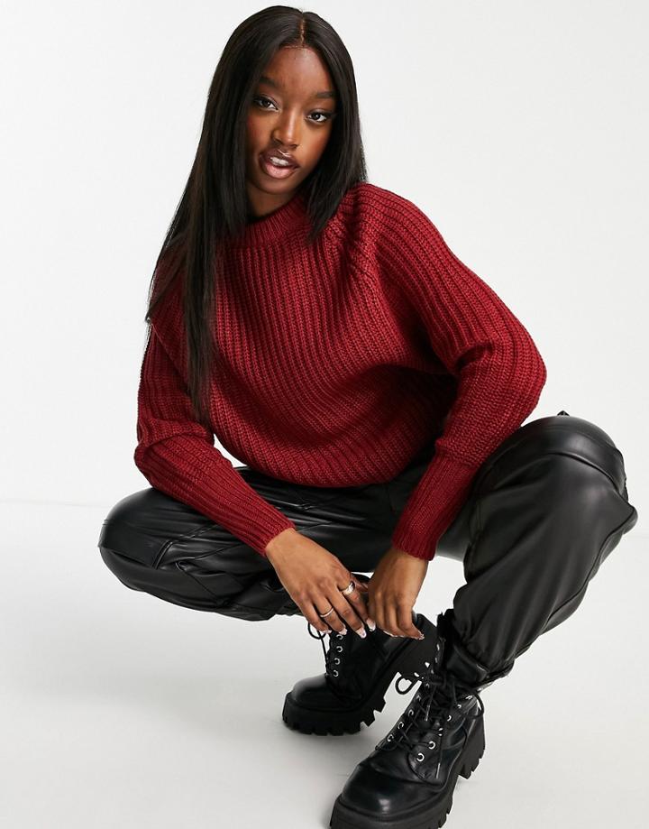 Qed London Crew Neck Sweater In Dark Red