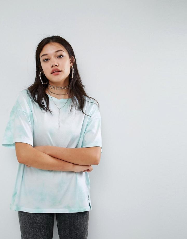 Asos T-shirt In Abstract Tie Dye - Blue