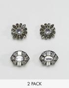 Aldo 2 Pack Floral Embellished Shoe Clips - Silver