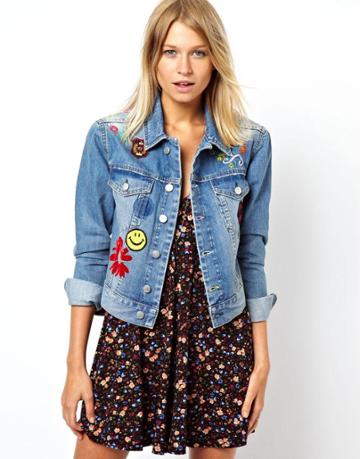 Asos Customised Denim Jacket With Sewn On Badges
