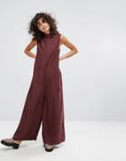 Waven High Neck Wide Leg Jumpsuit - Purple
