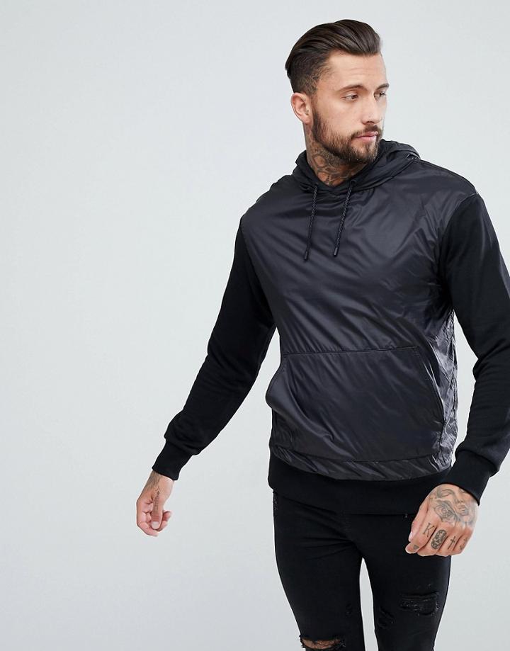 New Look Jersey Jacket With Hood In Black - Black