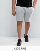 Asos Plus Jersey Shorts In Gray Marl - Gray