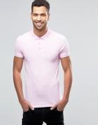 Asos Extreme Muscle Jersey Polo In Pink - Baby Pink