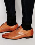 Asos Derby Shoes In Perforated Tan Leather - Tan