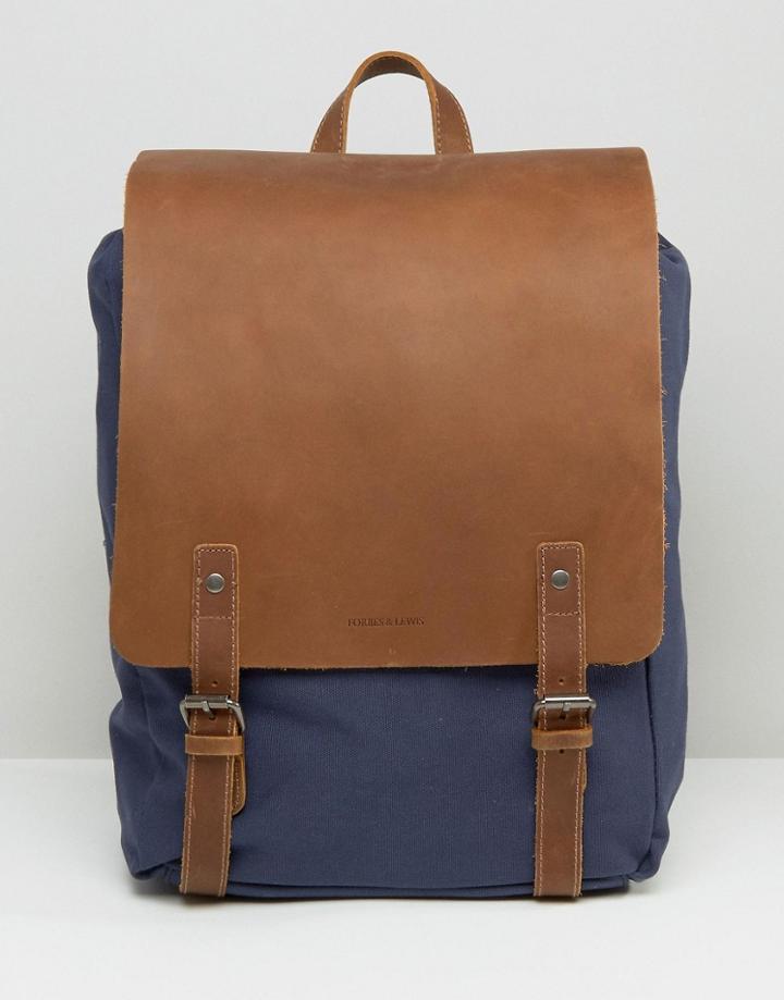 Forbes & Lewis Leather Devon Backpack In Navy - Blue