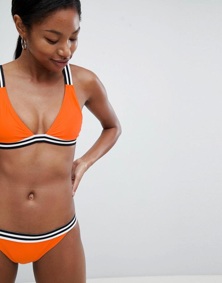 Boohoo Contrast Stripe Bikini Bottoms - Orange