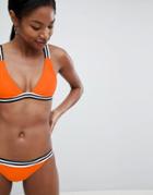Boohoo Contrast Stripe Bikini Bottoms - Orange