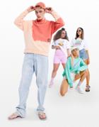 Asos Design Oversized Sweatshirt In Placement Wash & Doodle Back Print-orange