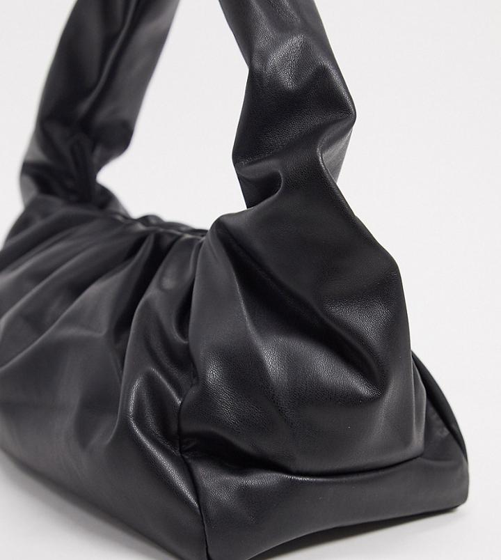 Glamorous Slouchy Ruched Shoulder Bag In Black