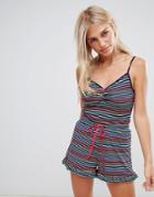 Oasis Pyjama Shorts With Bow Detail In Stripe - Multi