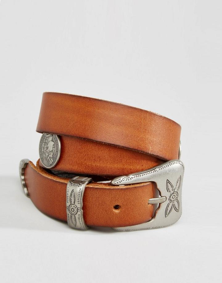 Mango Coin Detail Tan Belt - Tan