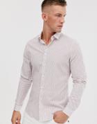 Asos Design Slim Fit Shirt Smart Shirt With Red Stripe - Red