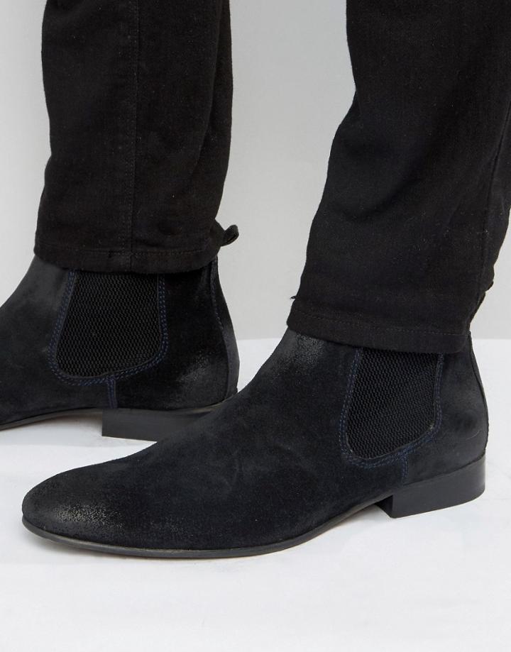 Base London Broker Suede Chelsea Boots - Navy