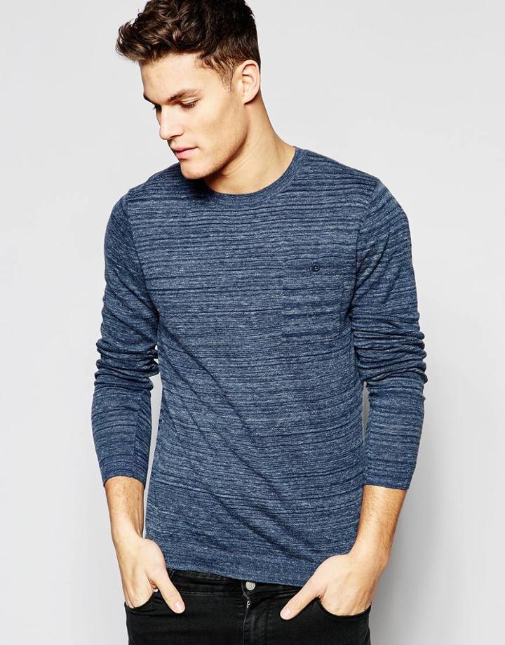 Asos Sweater In Cotton With Button Pocket - Denim Twist