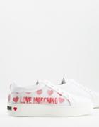 Love Moschino Multi Heart Print Sneakers In White And Red