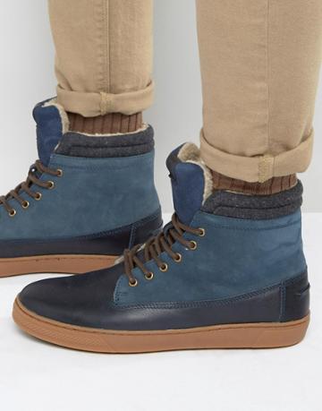 Aldo Divi Leather High Top In Blue Leather - Blue