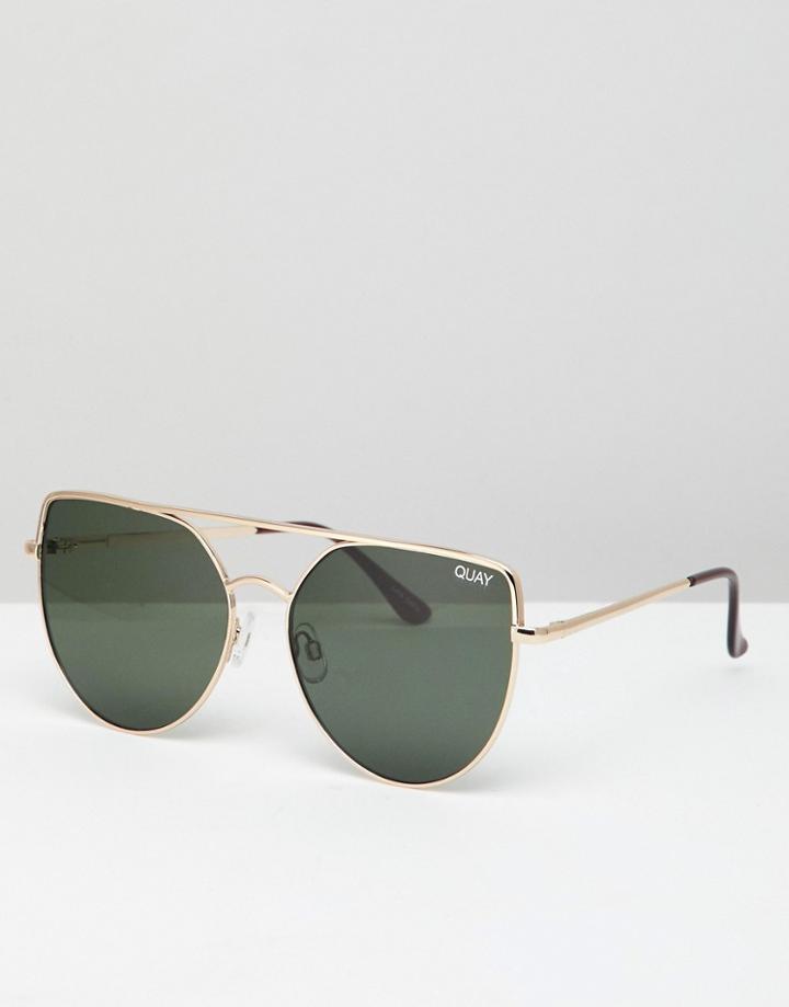 Quay Australia Sante Fe Aviator Sunglasses - Gold