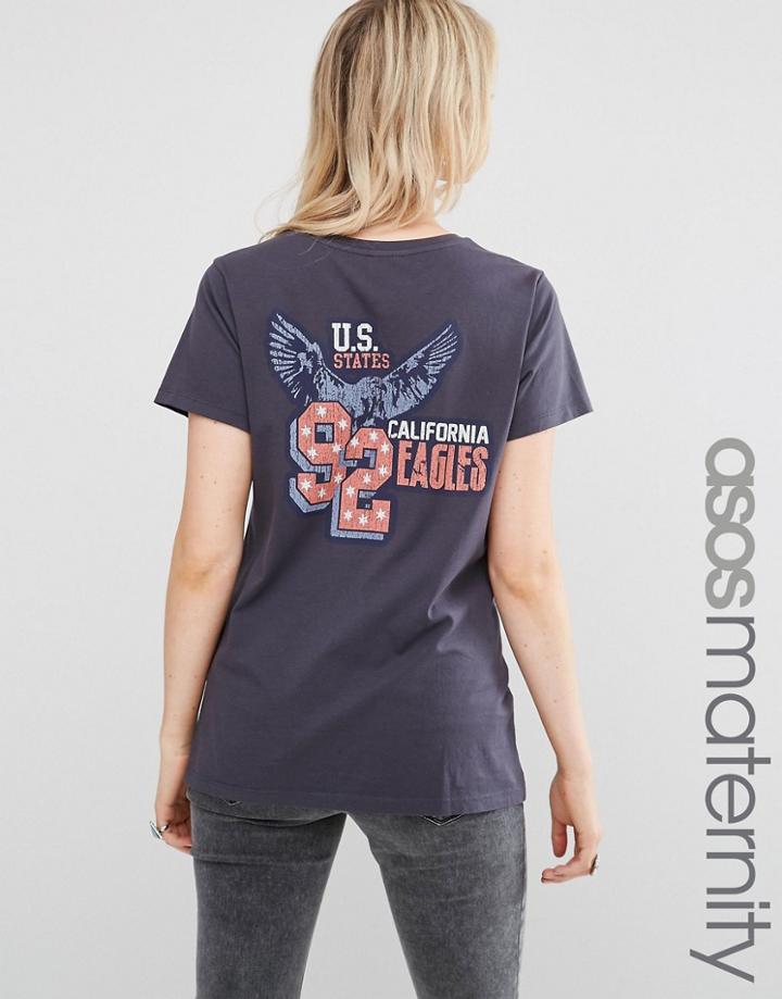Asos Maternity T-shirt With 90s Americana Print In Wash - Multi