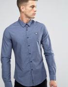 Armani Jeans Shirt In Blue Slim Fit With Logo - Navy