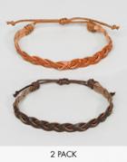 Asos Braid Bracelet Pack - Brown
