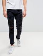 Armani Jeans Slim Tapered Jeans Ripped In Black - Black