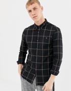 Farah Burrow Window Pane Check Shirt In Black - Black