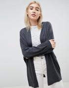 Asos Design Eco Cardigan In Oversize Fine Knit - Gray