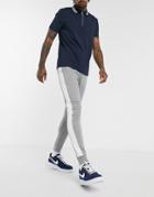 Asos Design Skinny Sweatpants With Side Stripe In Gray Marl